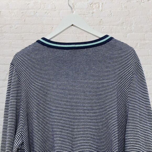 โจ J.Jill Striped Cardigan XL ๐ Black Wool Blend Button Front V-Neck ๐ - Picture 5 of 15